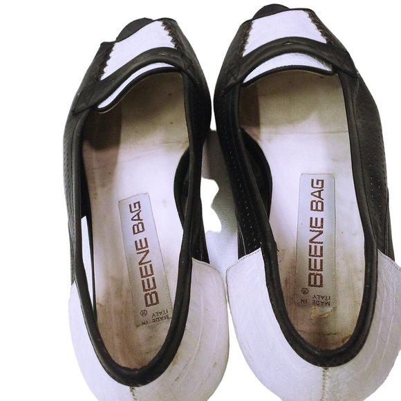 Vintage 80s Geoffrey Beene Bag Flat Shoes -6.5B Peek-a-Boo Toe Penny Loafer - Picture 7 of 11